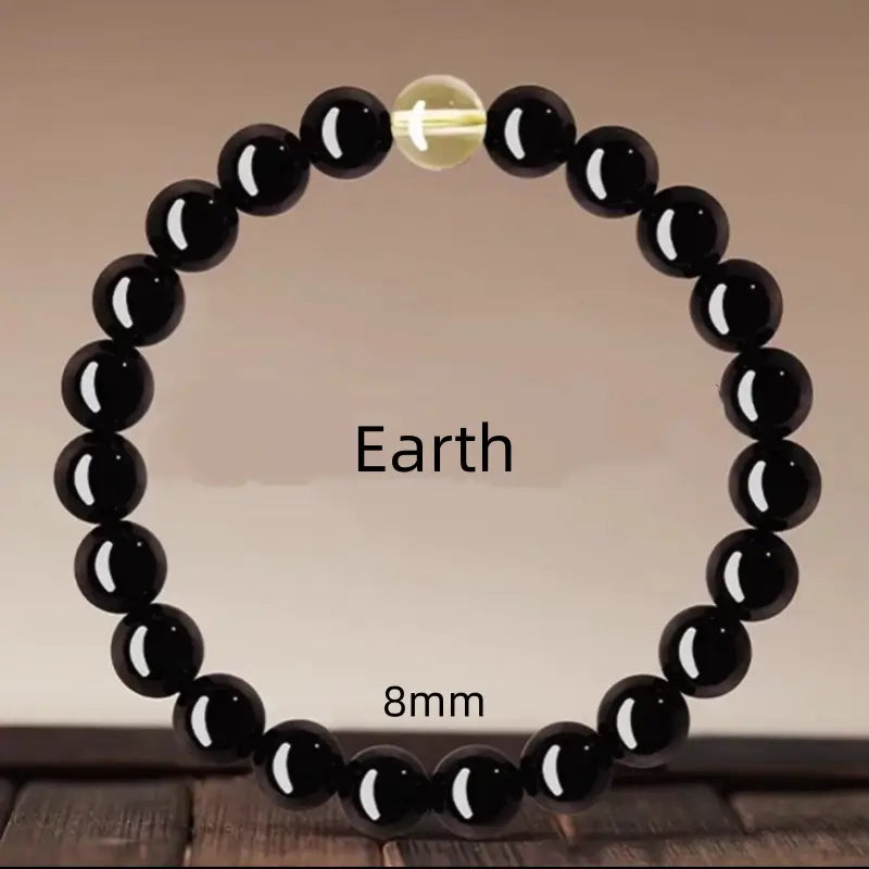 Bracelet porte-bonheur en obsidienne naturelle, cristal des cinq éléments, à boucle unique | Cristaux naturels, protection et chance pour femmes