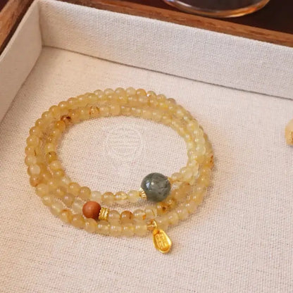 Natural Citrine Multi-Wrap Gemstone Bracelet - Quartz & Sandalwood