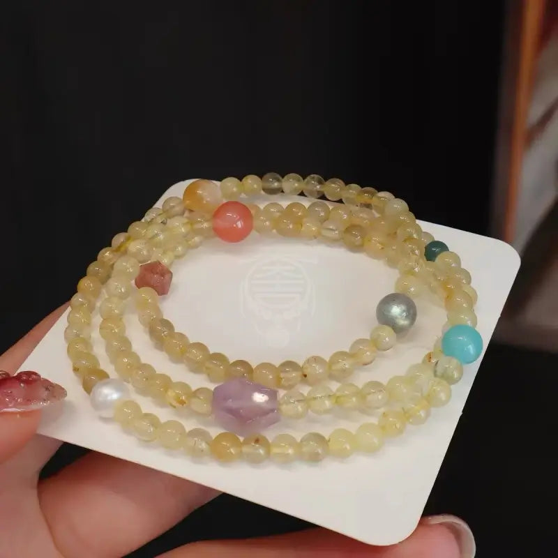 Natural Citrine Multi-Wrap Gemstone Bracelet - Quartz & Sandalwood