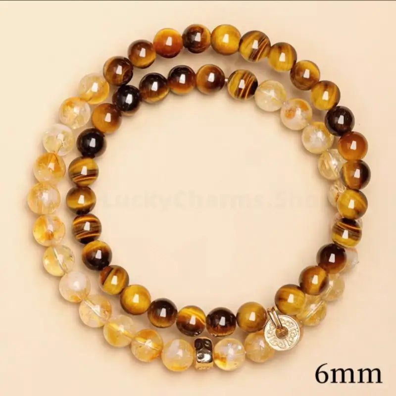 Lingyin Temple Blessed Natural Yellow Tiger's Eye Success & Fortune Bracelet-LuckyCharms.Shop