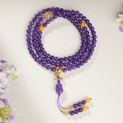 Amethyst & Beeswax 108 Mala Bracelet - Potala Palace Blessed Pi Xiu Strand