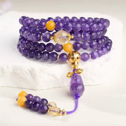 Amethyst & Beeswax 108 Mala Bracelet - Potala Palace Blessed Pi Xiu Strand