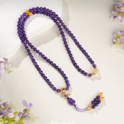Amethyst & Beeswax 108 Mala Bracelet - Potala Palace Blessed Pi Xiu Strand