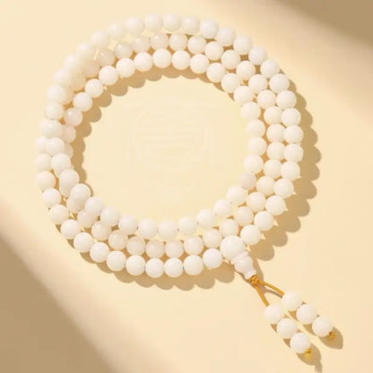 Minimalist White Bodhi Seed 108 Mala - Hand-Polished Natural Strand
