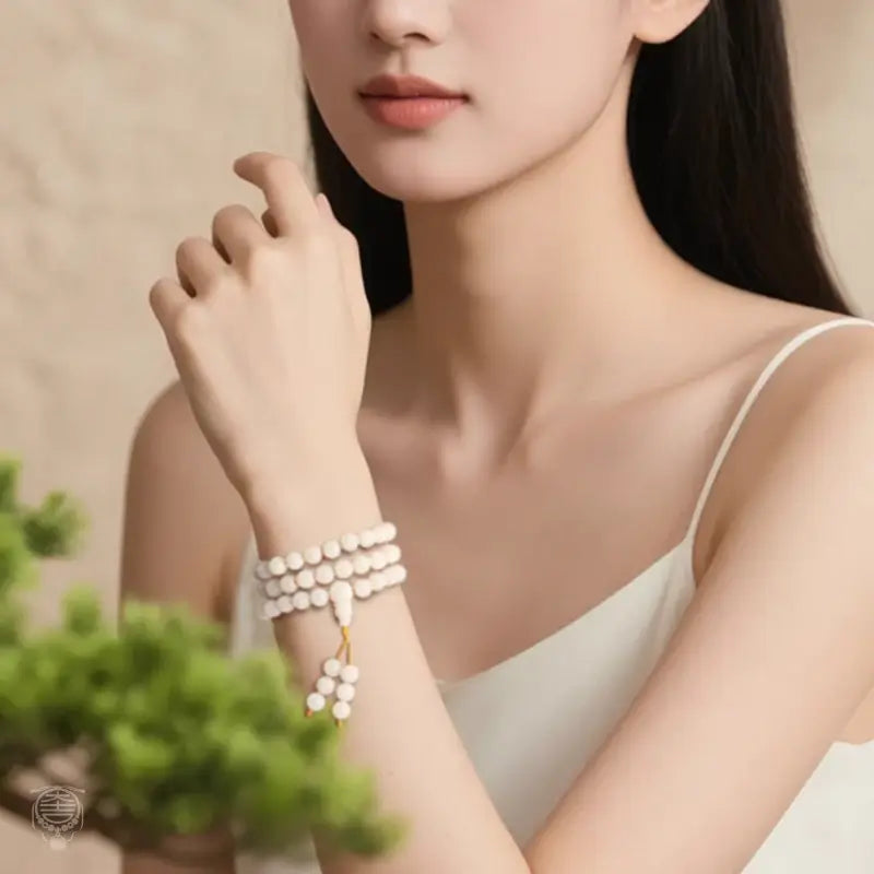 Minimalist White Bodhi Seed 108 Mala - Hand-Polished Natural Strand
