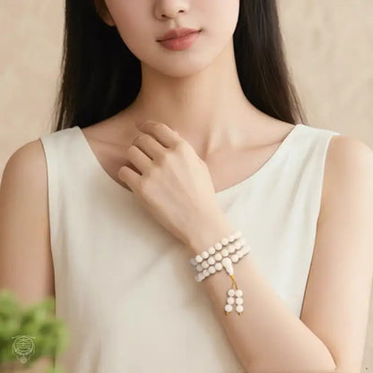 Minimalist White Bodhi Seed 108 Mala - Hand-Polished Natural Strand