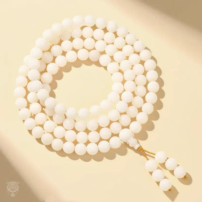 Minimalist White Bodhi Seed 108 Mala - Hand-Polished Natural Strand