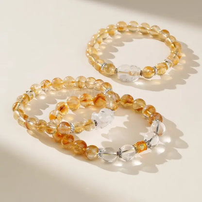 Citrine & Clear Quartz Pi Xiu Bracelet - Potala Palace Blessed Wealth Strand