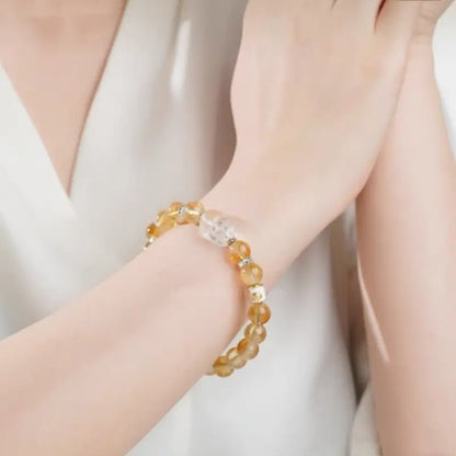 Citrine & Clear Quartz Pi Xiu Bracelet - Potala Palace Blessed Wealth Strand