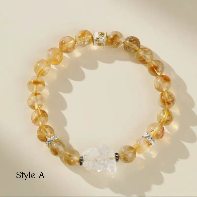 Citrine & Clear Quartz Pi Xiu Bracelet - Potala Palace Blessed Wealth Strand