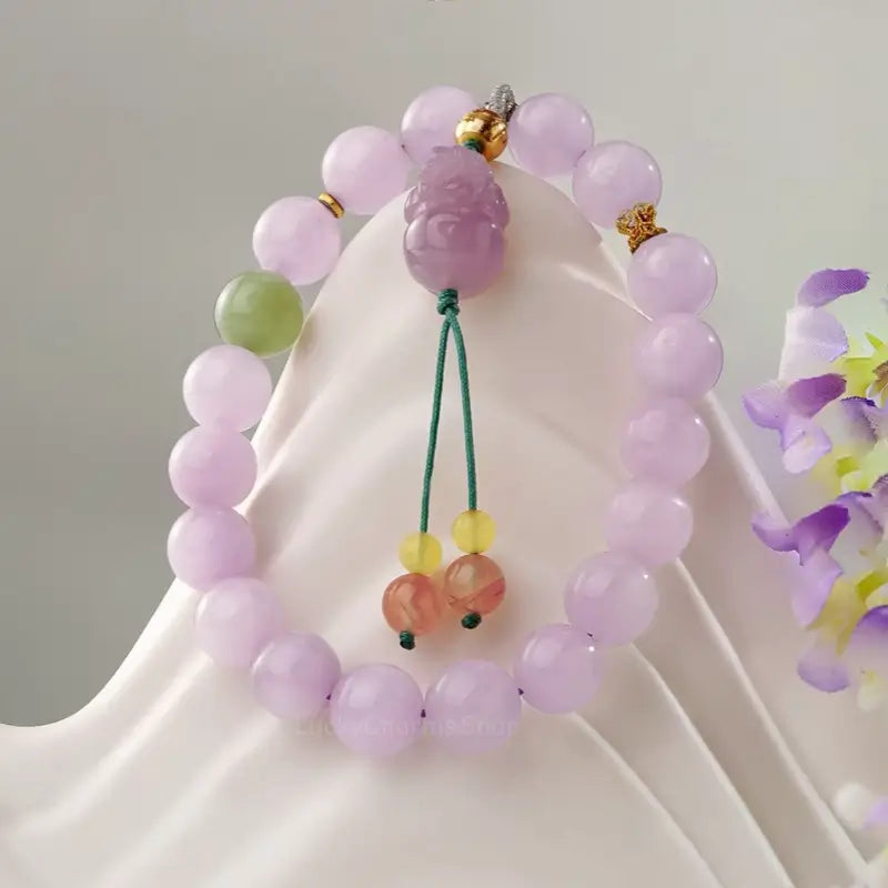 Kunzite & Agate Pi Xiu Bracelet - Potala Palace Blessed Wealth Strand
