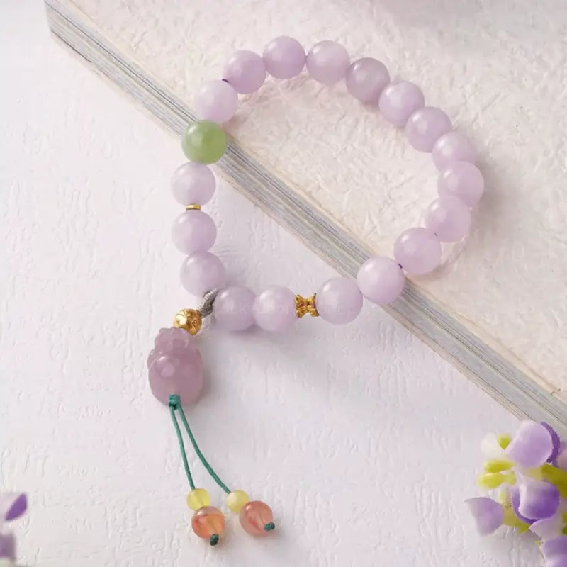 Kunzite & Agate Pi Xiu Bracelet - Potala Palace Blessed Wealth Strand