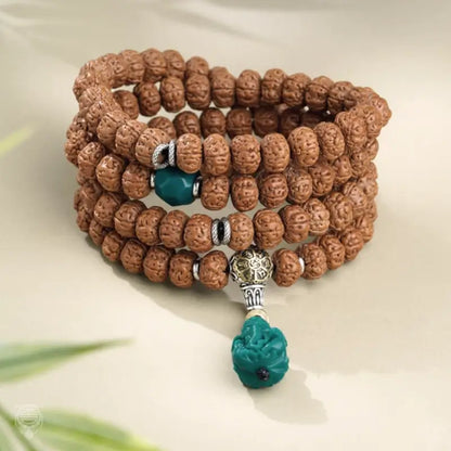 Himalayan Heritage 108 Rudraksha Mala - Artisanal Glass & Metal Strand