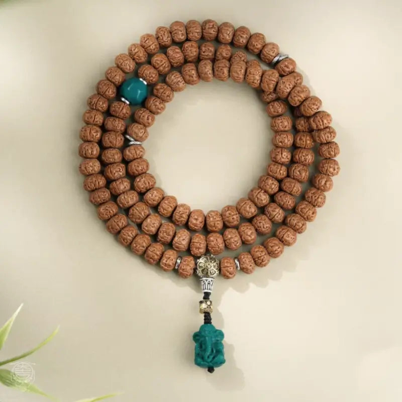 Himalayan Heritage 108 Rudraksha Mala - Artisanal Glass & Metal Strand