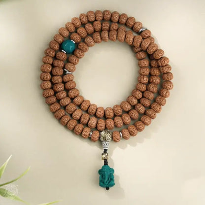Himalayan Heritage 108 Rudraksha Mala - Artisanal Glass & Metal Strand