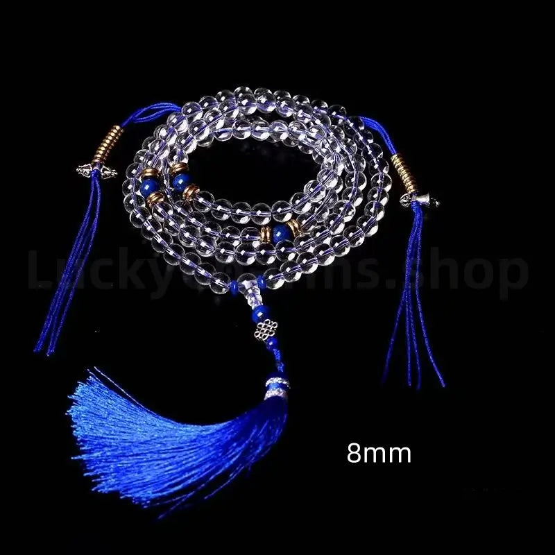 Natural White Crystal 108 Mala Beads Bracelet for Wisdom Luck Protection Love-LuckyCharms.Shop