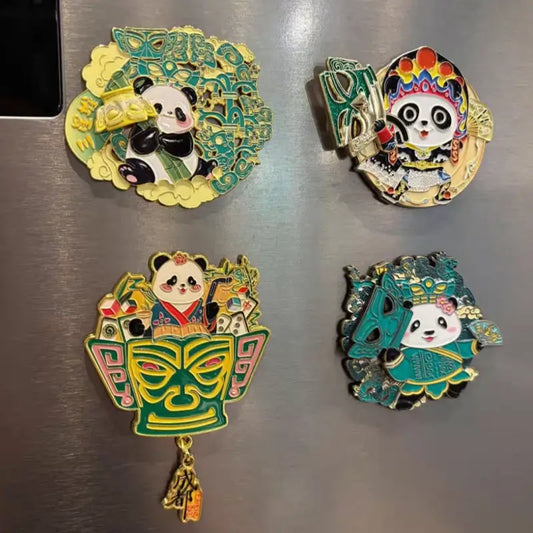 Aimant de réfrigérateur Sanxingdui Panda en métal | Création culturelle de Chengdu