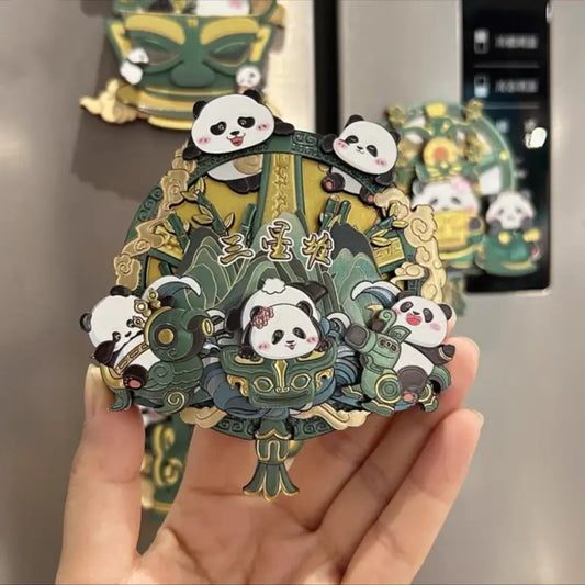 Aimant de réfrigérateur en bois Sanxingdui Panda | Créativité culturelle de Chengdu