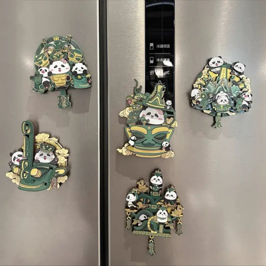 Aimant de réfrigérateur en bois Sanxingdui Panda | Créativité culturelle de Chengdu