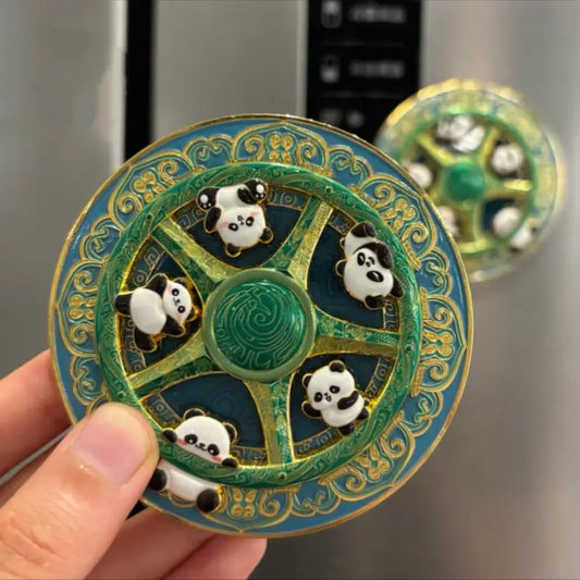 Aimant de réfrigérateur co-marqué Sanxingdui Sun Wheel Rotating Panda | Création culturelle de Chengdu
