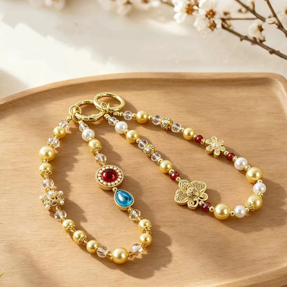 China Sui Dynasty Floral Moth Beaded Phone Charm Chain | National Museum of China Souvenir