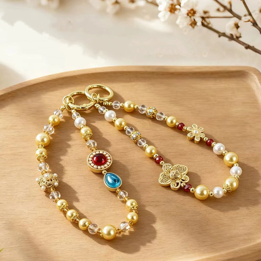 China Sui Dynasty Floral Moth Beaded Phone Charm Chain | National Museum of China Souvenir