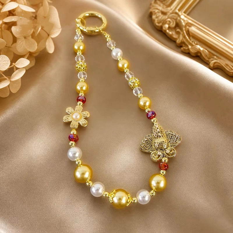 China Sui Dynasty Floral Moth Beaded Phone Charm Chain | National Museum of China Souvenir