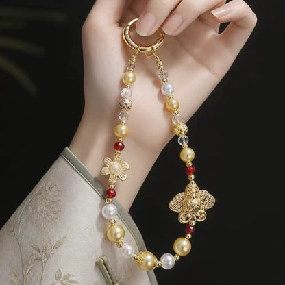 China Sui Dynasty Floral Moth Beaded Phone Charm Chain | National Museum of China Souvenir