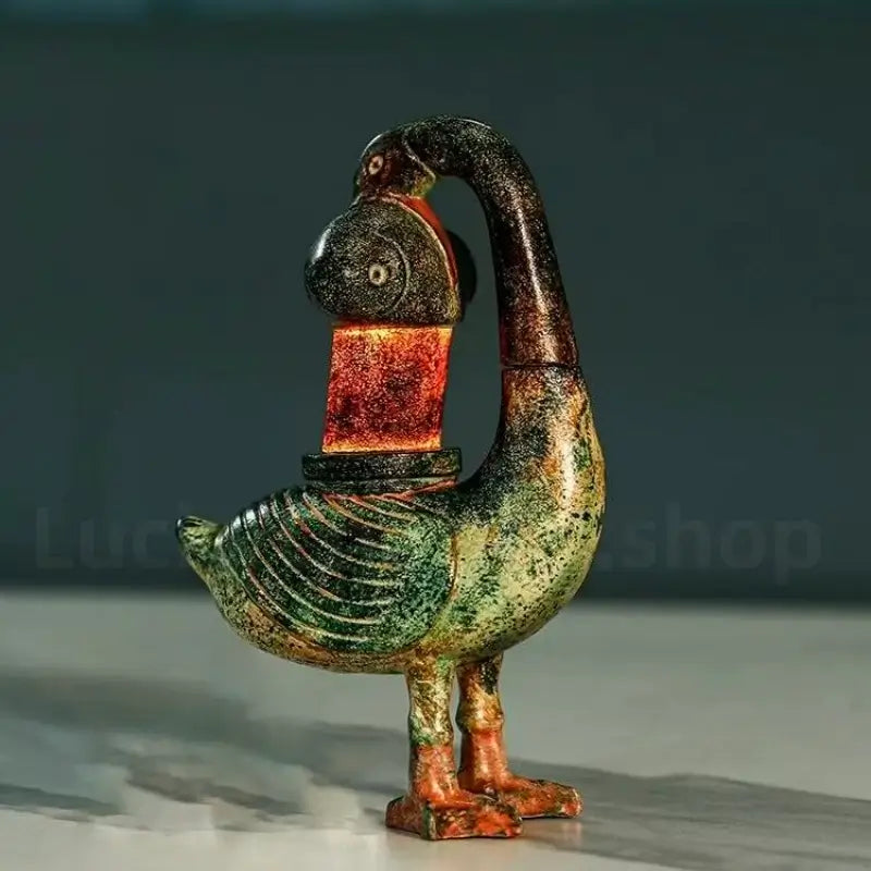 Painted Wild Goose & Fish Bronze Pole Lamp Refrigerator Magnet-LuckyCharms.Shop