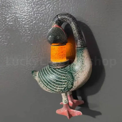 Painted Wild Goose & Fish Bronze Pole Lamp Refrigerator Magnet-LuckyCharms.Shop