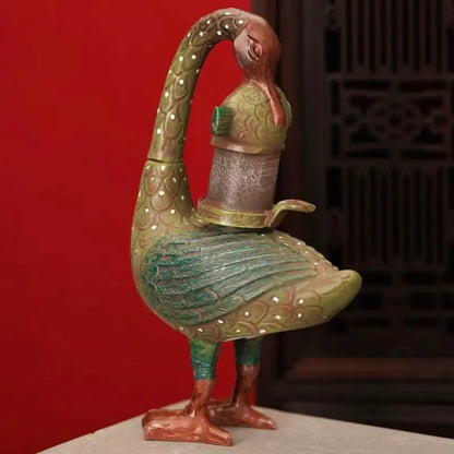 Painted Wild Goose & Fish Bronze Pole Lamp Refrigerator Magnet-LuckyCharms.Shop