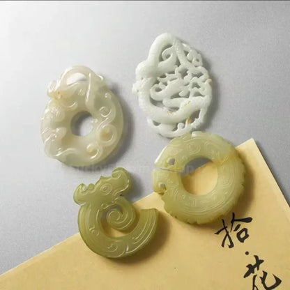 National Museum of China Jade Carving Style Fridge Magnet | Hollow Retro Lucky Decor | Ancient Jade Pendant Inspired Gift