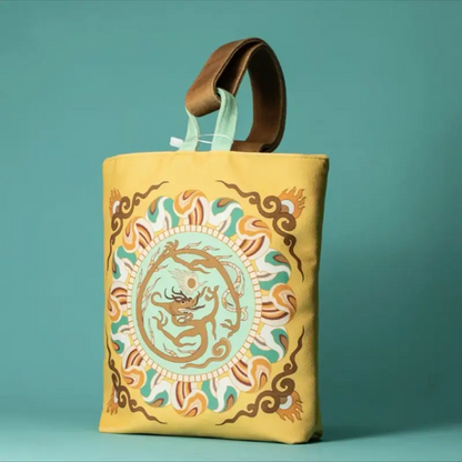 Dunhuang Dragon Caisson Velvet Handbag | Retro Chinese Style Portable Bag
