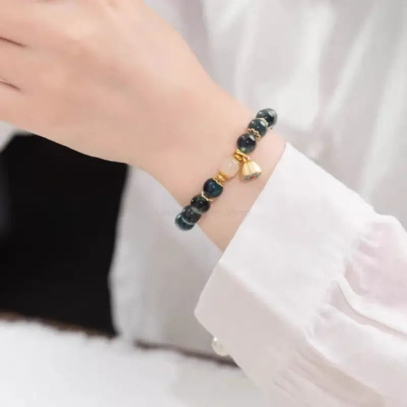 Dunhuang Good Fortune Linked Green Honey Agate Bracelet | Natural Stone Oriental Jewelry-LuckyCharms.Shop
