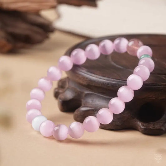 Pink Cat's Eye Strawberry Crystal Bracelet | Dunhuang Academy Creation