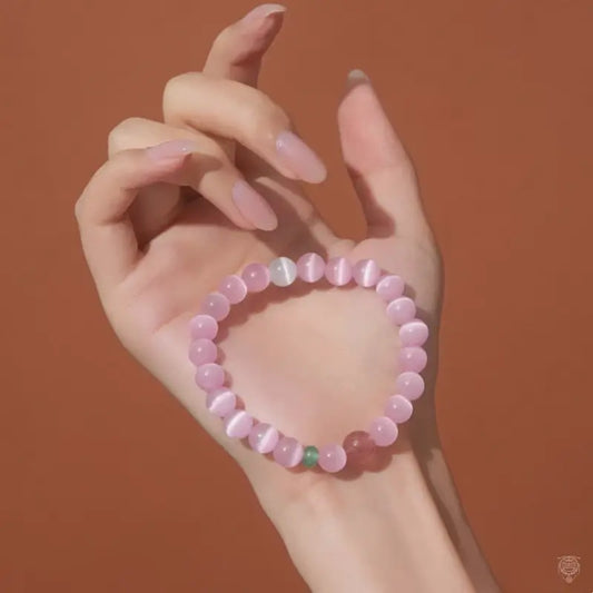 Pink Cat's Eye Strawberry Crystal Bracelet | Dunhuang Academy Creation