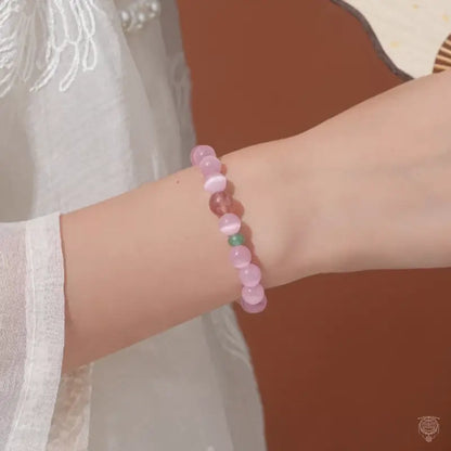 Pink Cat's Eye Strawberry Crystal Bracelet | Dunhuang Academy Creation