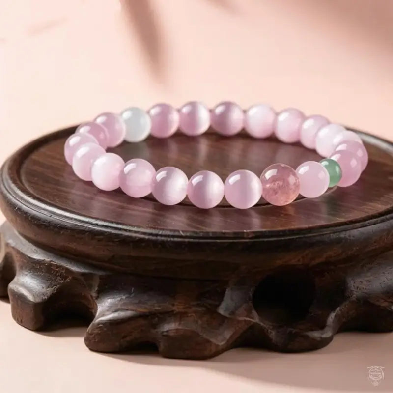 Pink Cat's Eye Strawberry Crystal Bracelet | Dunhuang Academy Creation