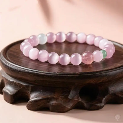 Pink Cat's Eye Strawberry Crystal Bracelet | Dunhuang Academy Creation
