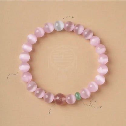 Pink Cat's Eye Strawberry Crystal Bracelet | Dunhuang Academy Creation