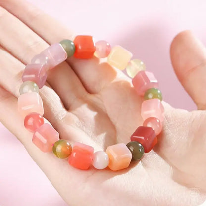 Dunhuang-Armband aus bunten Würfelperlen aus natürlichem Yanyuan-Achat
