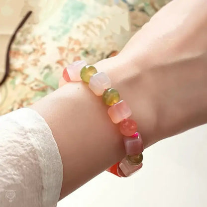 Dunhuang-Armband aus bunten Würfelperlen aus natürlichem Yanyuan-Achat