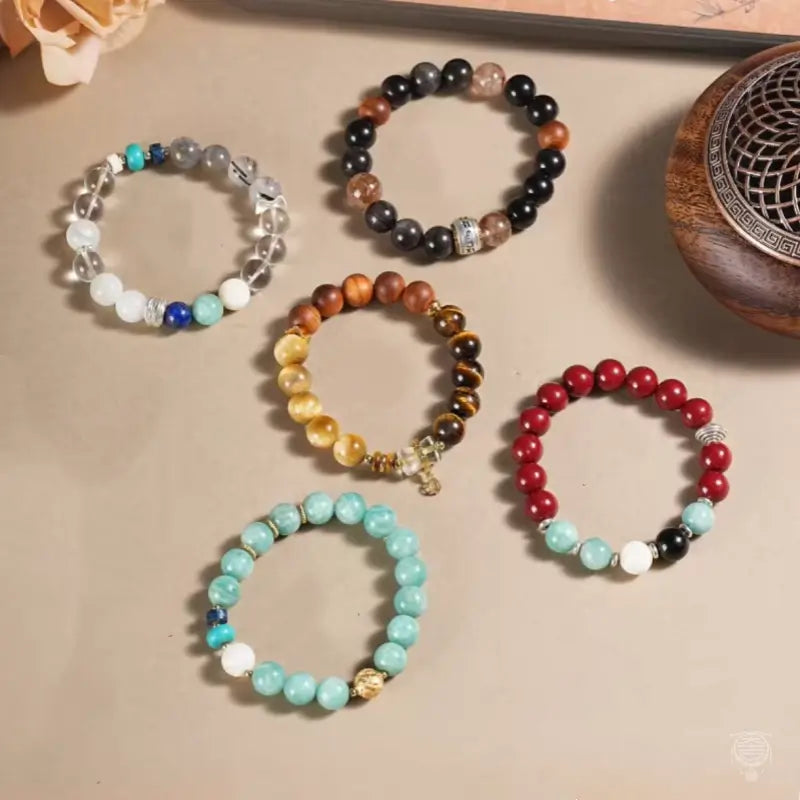 Dunhuang Five Elements Five-Color Crystal Agate Beaded Bracelet