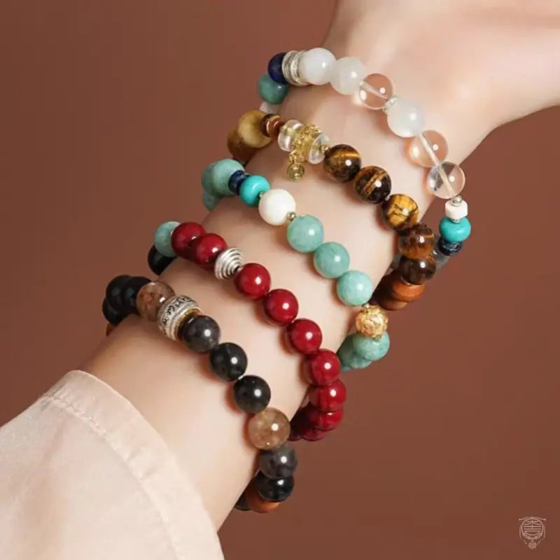 Dunhuang Five Elements Five-Color Crystal Agate Beaded Bracelet