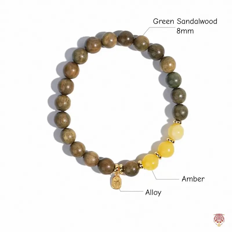 Museum Green Sandalwood & Amber Fu-Plakette-Armband