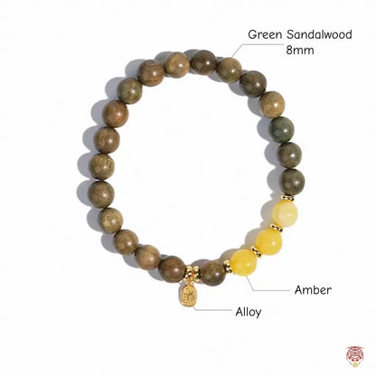 Museum Green Sandalwood & Amber Fu-Plakette-Armband