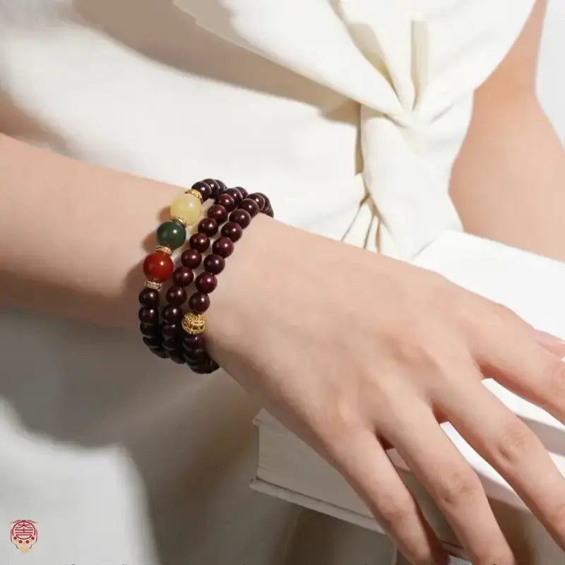 Red Sandalwood 108 Beads Multi-Strand Bracelet | Grand Canal Museum Souvenir
