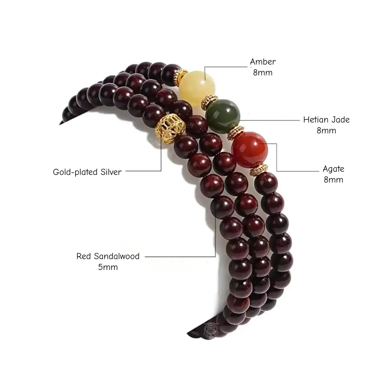 Red Sandalwood 108 Beads Multi-Strand Bracelet | Grand Canal Museum Souvenir