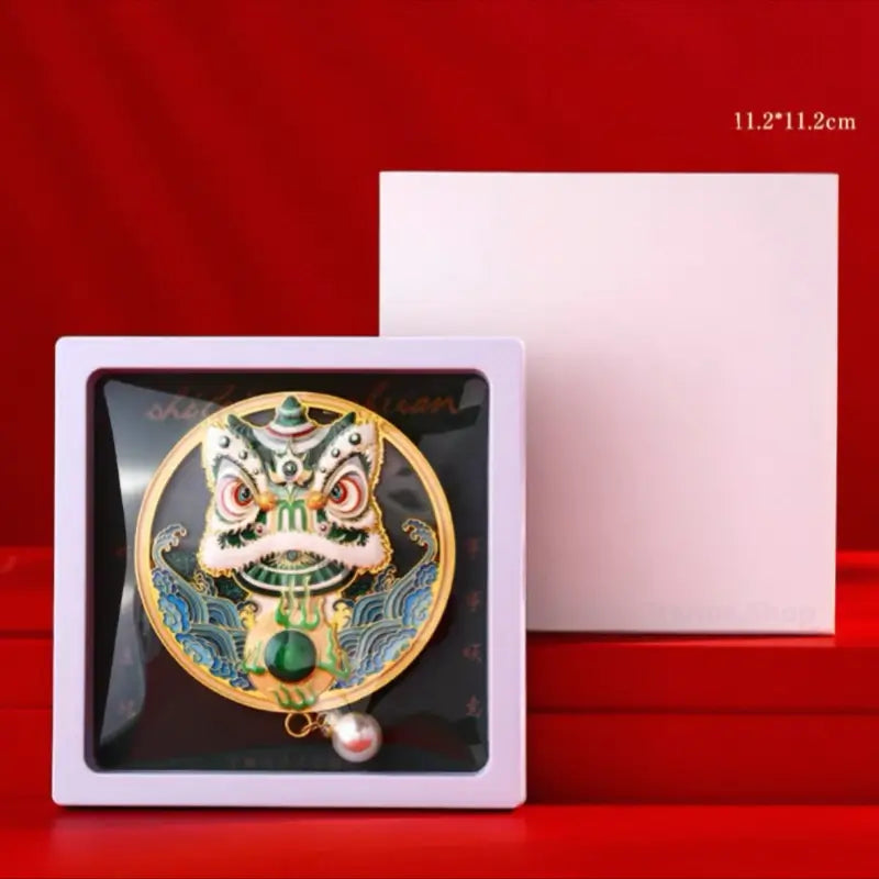 Aimant de réfrigérateur en relief représentant la danse du lion du musée du Guangdong | Alliage de zinc | Cadeau porte-bonheur chinois