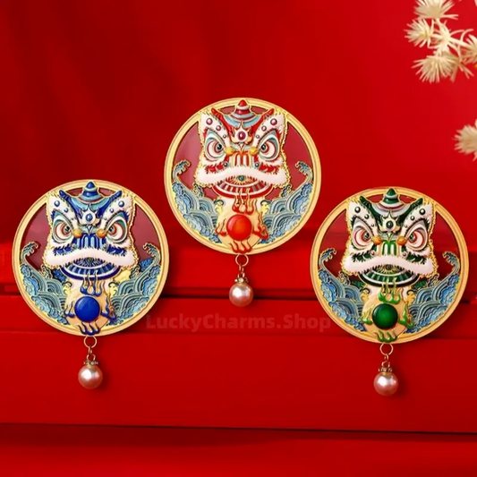 Guangdong Museum Lion Dance Relief Quicksand Fridge Magnet | Zinc Alloy Lucky Chinese Decor Gift
